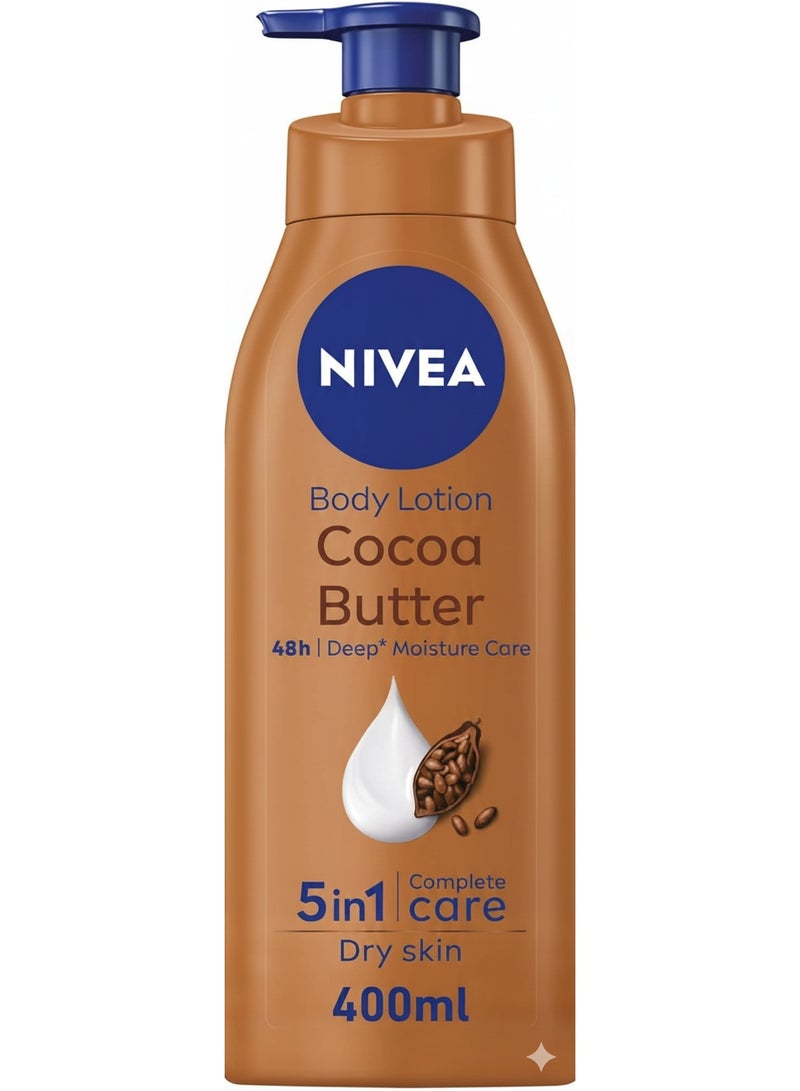 NIVEA Body Lotion, Dry Skin, Cocoa Butter, 48H Deep Moisture, 400ml - Image 1